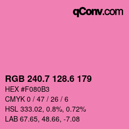 カラーコード: RGB 240.7 128.6 179 | qconv.com