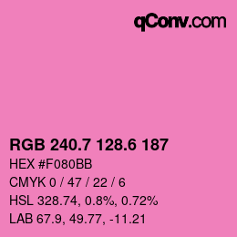 カラーコード: RGB 240.7 128.6 187 | qconv.com