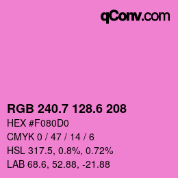 カラーコード: RGB 240.7 128.6 208 | qconv.com