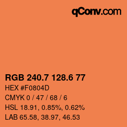 カラーコード: RGB 240.7 128.6 77 | qconv.com