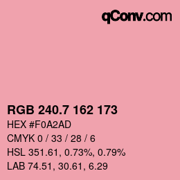カラーコード: RGB 240.7 162 173 | qconv.com