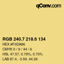 カラーコード: RGB 240.7 218.6 134 | qconv.com