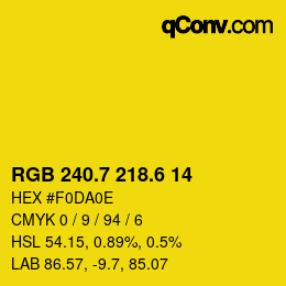 カラーコード: RGB 240.7 218.6 14 | qconv.com