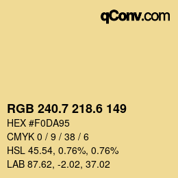 カラーコード: RGB 240.7 218.6 149 | qconv.com
