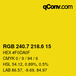 カラーコード: RGB 240.7 218.6 15 | qconv.com