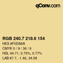 カラーコード: RGB 240.7 218.6 154 | qconv.com