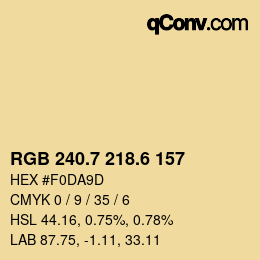 カラーコード: RGB 240.7 218.6 157 | qconv.com