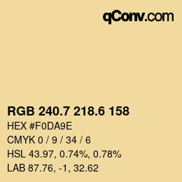 カラーコード: RGB 240.7 218.6 158 | qconv.com