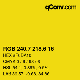 カラーコード: RGB 240.7 218.6 16 | qconv.com