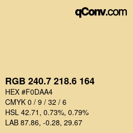 カラーコード: RGB 240.7 218.6 164 | qconv.com