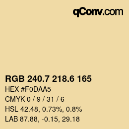 カラーコード: RGB 240.7 218.6 165 | qconv.com