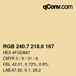 カラーコード: RGB 240.7 218.6 167 | qconv.com