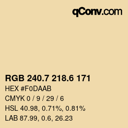 カラーコード: RGB 240.7 218.6 171 | qconv.com
