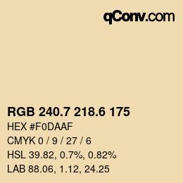 カラーコード: RGB 240.7 218.6 175 | qconv.com