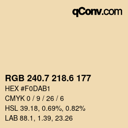 カラーコード: RGB 240.7 218.6 177 | qconv.com