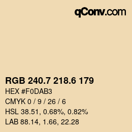 カラーコード: RGB 240.7 218.6 179 | qconv.com