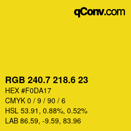 カラーコード: RGB 240.7 218.6 23 | qconv.com