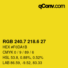 カラーコード: RGB 240.7 218.6 27 | qconv.com