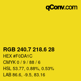 カラーコード: RGB 240.7 218.6 28 | qconv.com