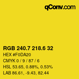 カラーコード: RGB 240.7 218.6 32 | qconv.com