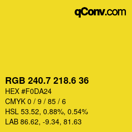 カラーコード: RGB 240.7 218.6 36 | qconv.com