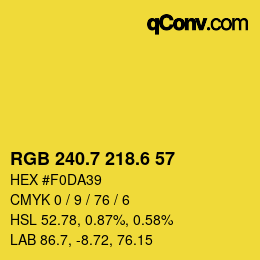 カラーコード: RGB 240.7 218.6 57 | qconv.com