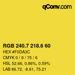 カラーコード: RGB 240.7 218.6 60 | qconv.com