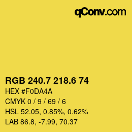 カラーコード: RGB 240.7 218.6 74 | qconv.com