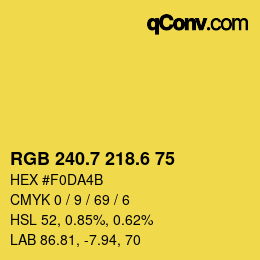 カラーコード: RGB 240.7 218.6 75 | qconv.com