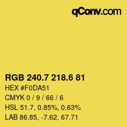 カラーコード: RGB 240.7 218.6 81 | qconv.com