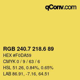 カラーコード: RGB 240.7 218.6 89 | qconv.com