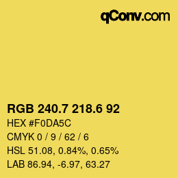 カラーコード: RGB 240.7 218.6 92 | qconv.com