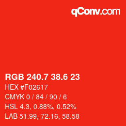 カラーコード: RGB 240.7 38.6 23 | qconv.com