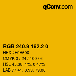 カラーコード: RGB 240.9 182.2 0 | qconv.com