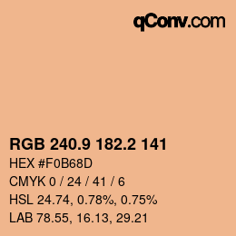 カラーコード: RGB 240.9 182.2 141 | qconv.com