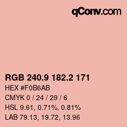 カラーコード: RGB 240.9 182.2 171 | qconv.com