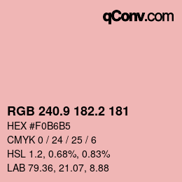 カラーコード: RGB 240.9 182.2 181 | qconv.com