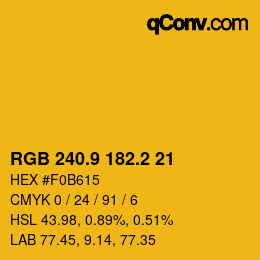 カラーコード: RGB 240.9 182.2 21 | qconv.com