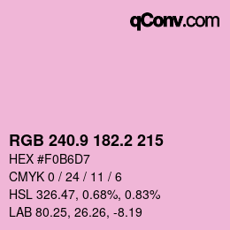カラーコード: RGB 240.9 182.2 215 | qconv.com