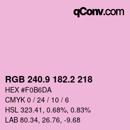 カラーコード: RGB 240.9 182.2 218 | qconv.com