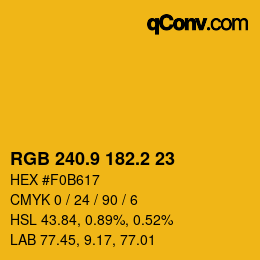 カラーコード: RGB 240.9 182.2 23 | qconv.com