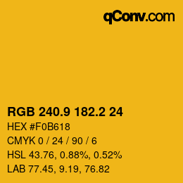 カラーコード: RGB 240.9 182.2 24 | qconv.com