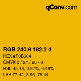 カラーコード: RGB 240.9 182.2 4 | qconv.com