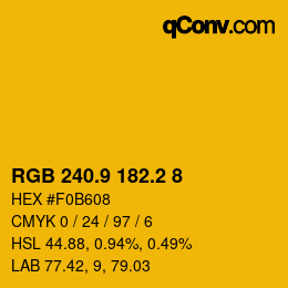 カラーコード: RGB 240.9 182.2 8 | qconv.com