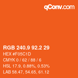 カラーコード: RGB 240.9 92.2 29 | qconv.com