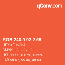 カラーコード: RGB 240.9 92.2 58 | qconv.com