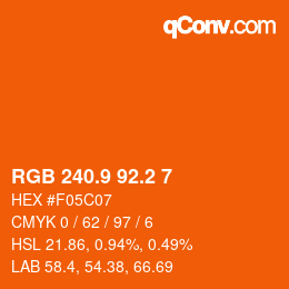 Color code: RGB 240.9 92.2 7 | qconv.com