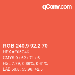 カラーコード: RGB 240.9 92.2 70 | qconv.com