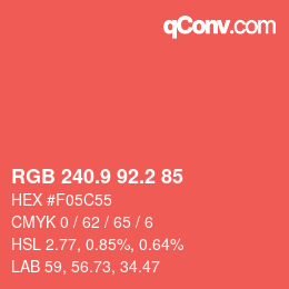 カラーコード: RGB 240.9 92.2 85 | qconv.com