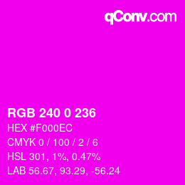 颜色代码: RGB 240 0 236 | qconv.com